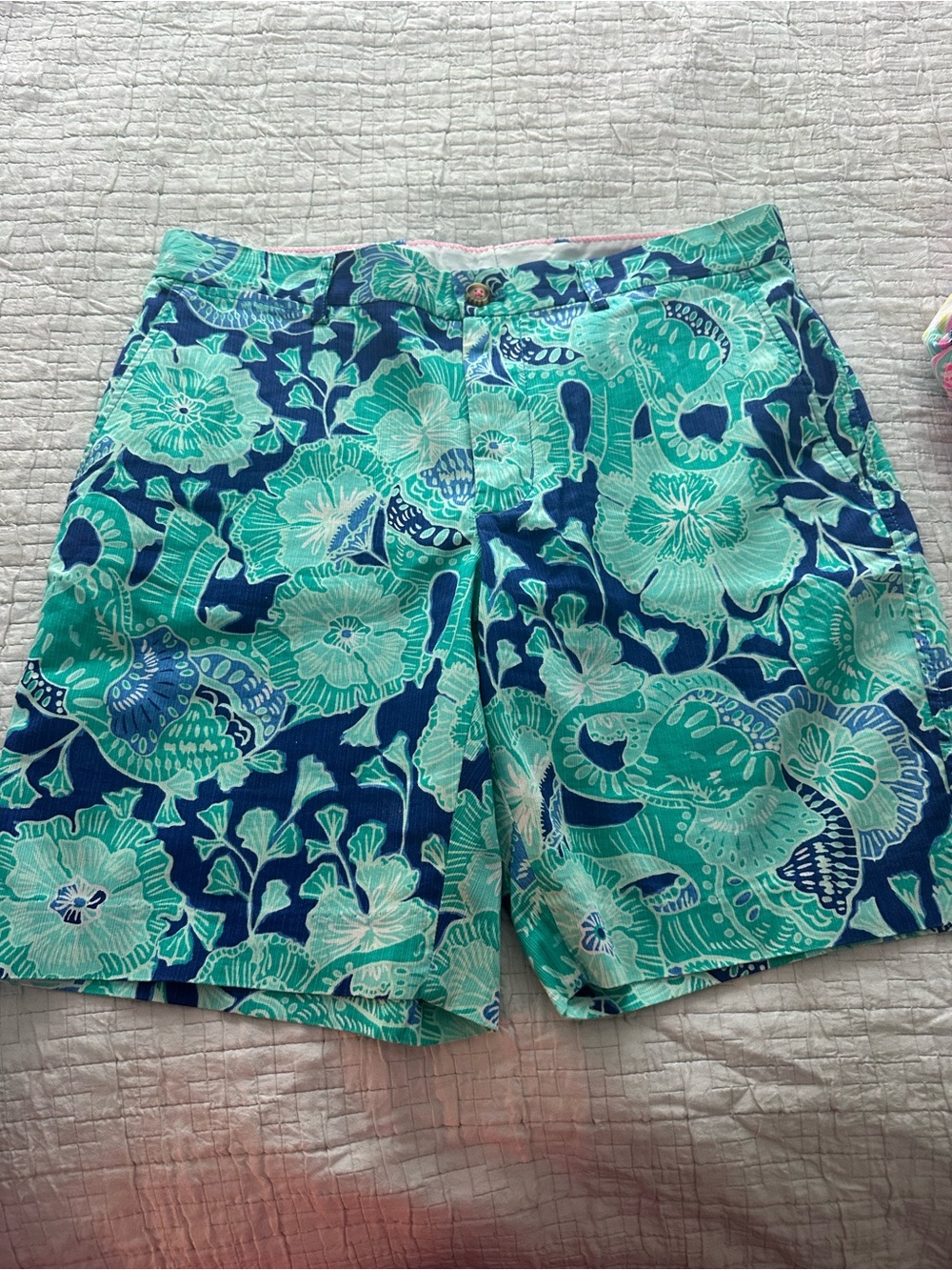 Men's Floral Print Shorts in Teal & Blue